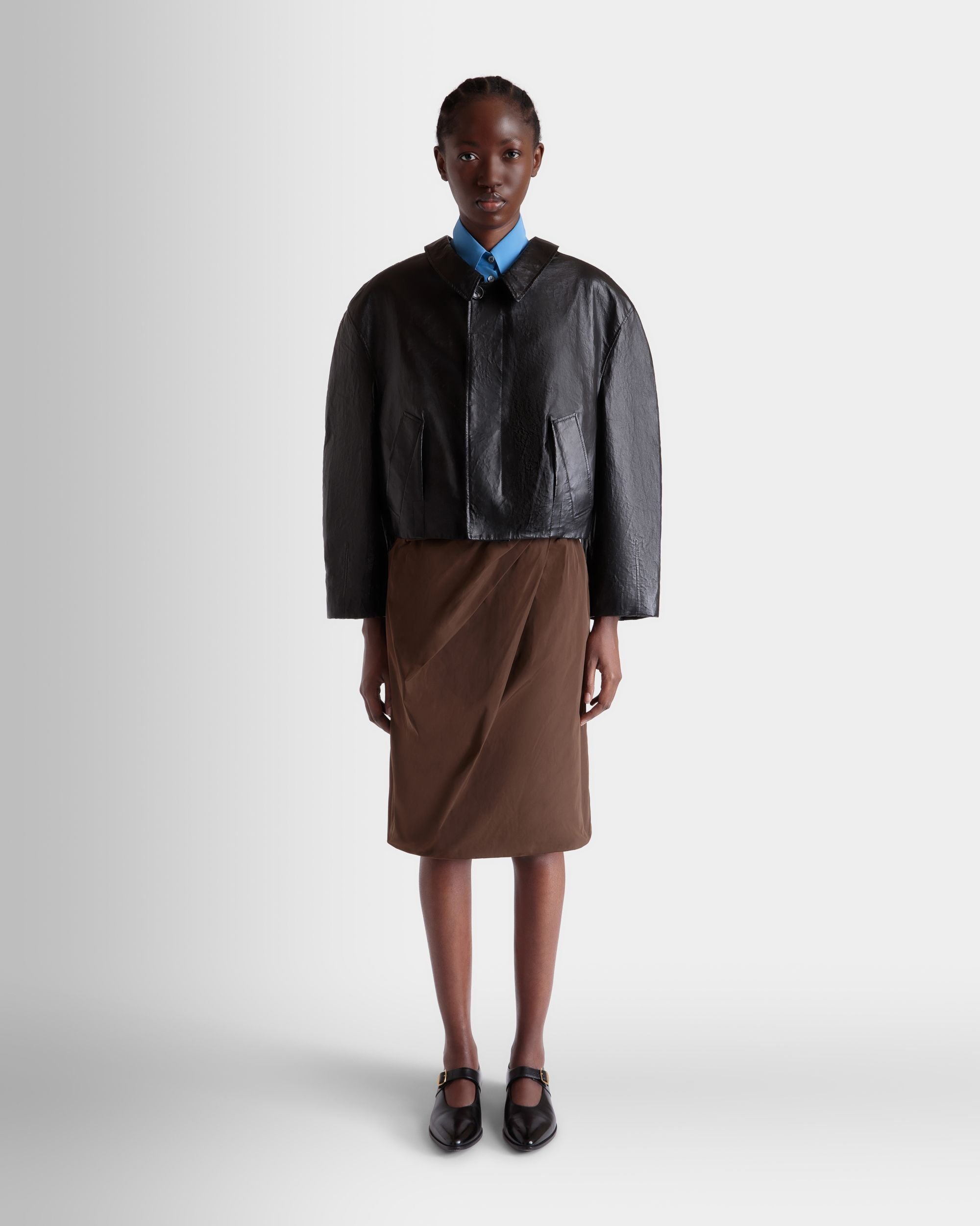 Gonna Midi Drappeggiata In Duchesse Tecnico Marrone - Donna - Bally - 01