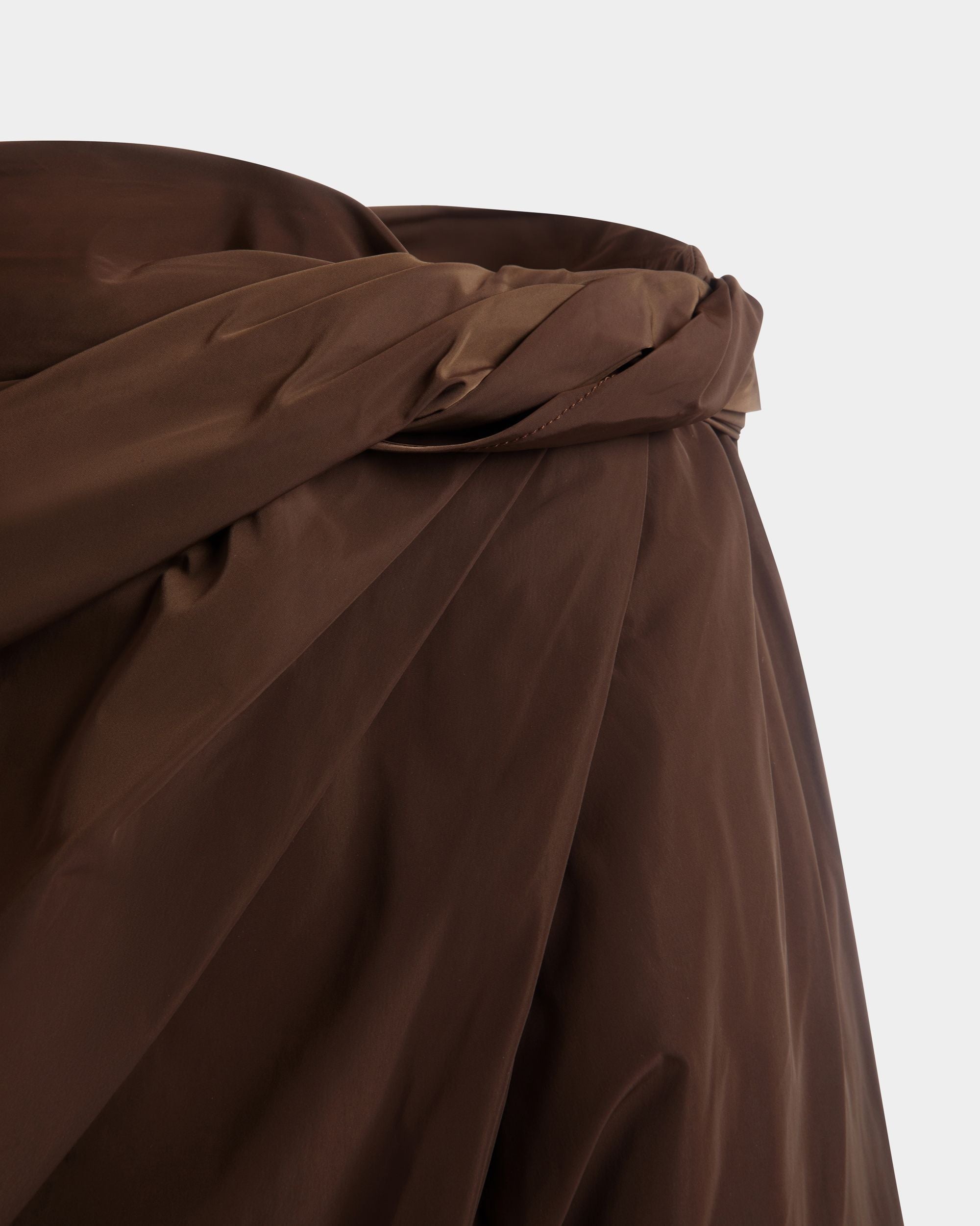 Gonna Midi Drappeggiata In Duchesse Tecnico Marrone - Donna - Bally - 02