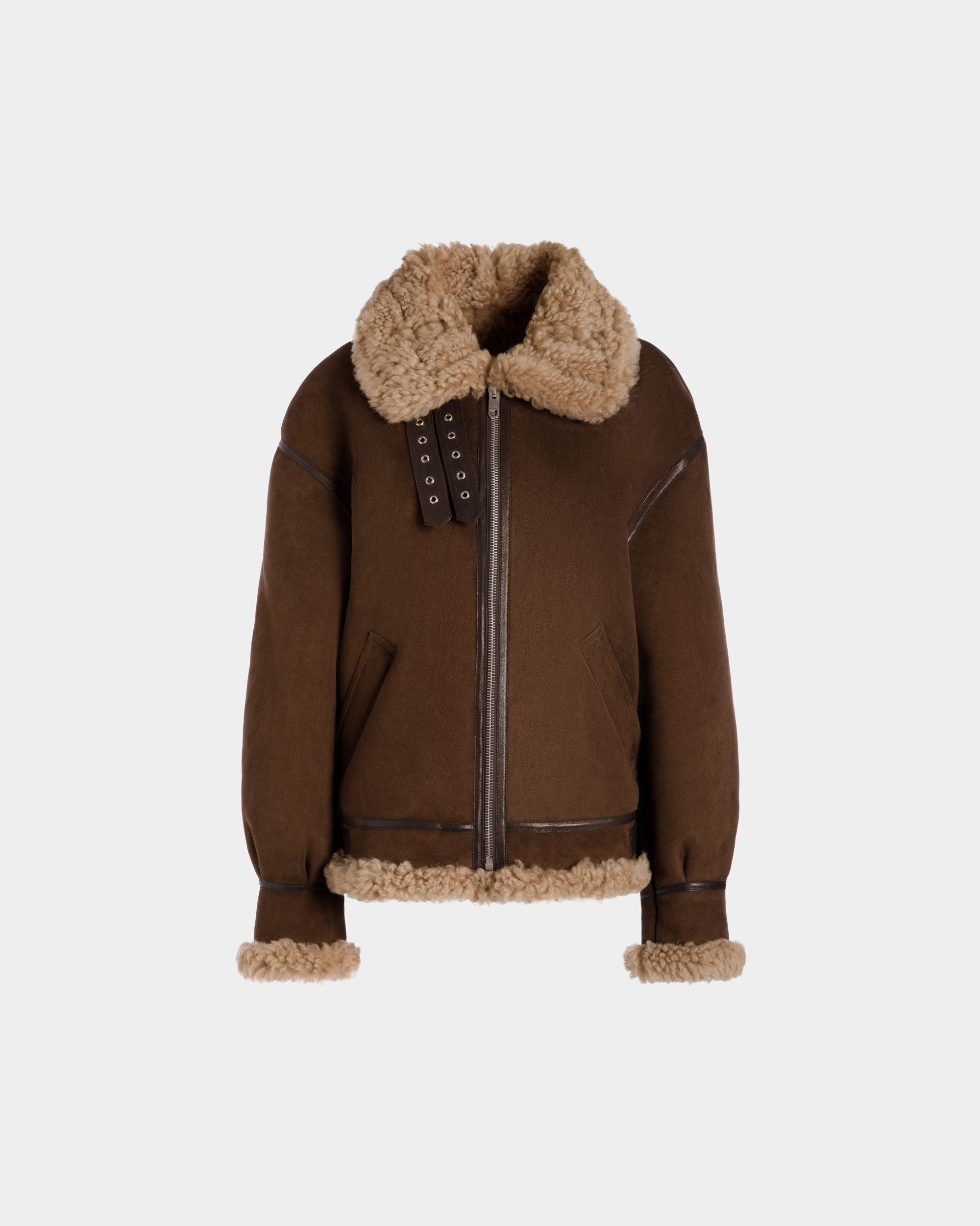 Giacca Aviator In Shearling Marrone - Donna - Bally - 01