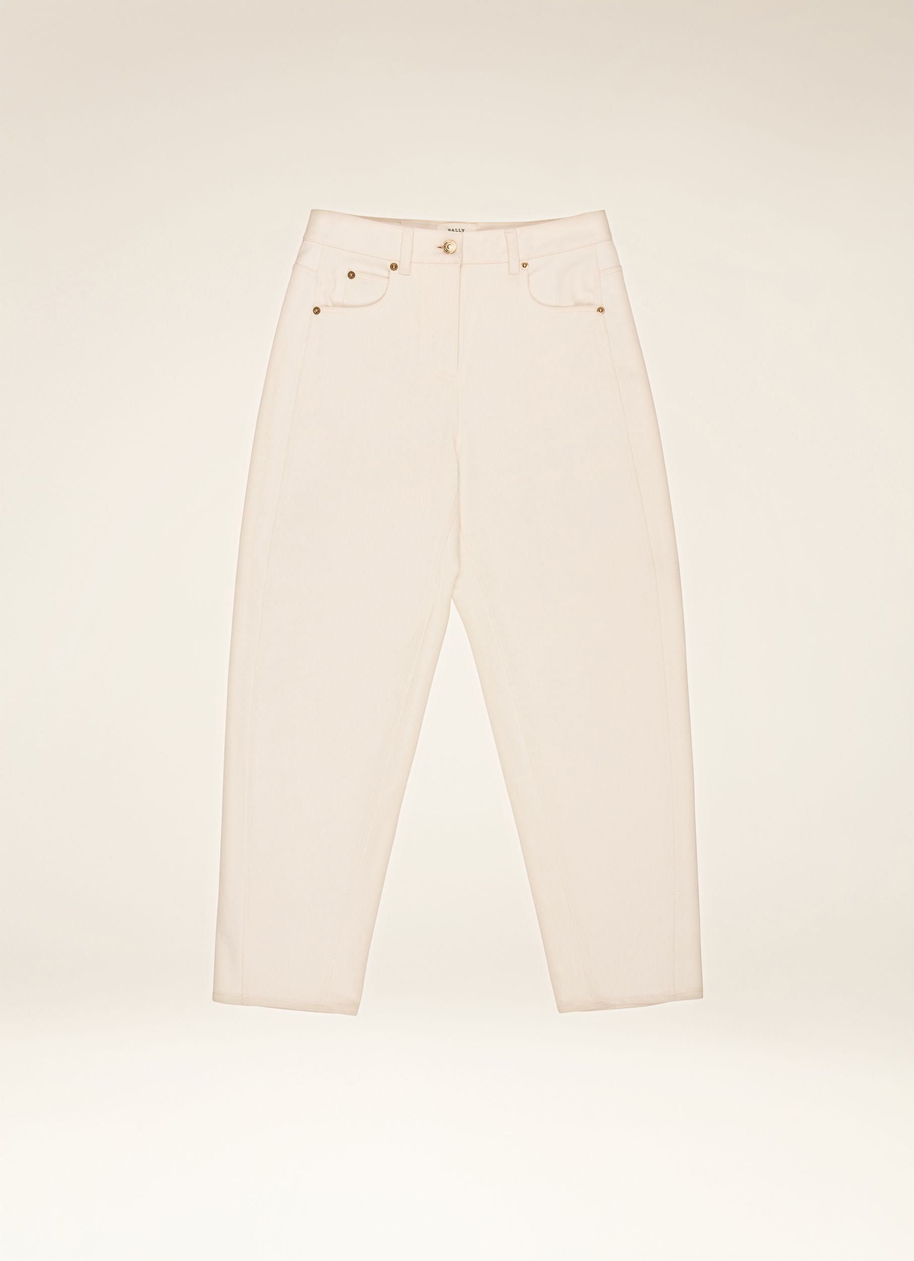 Pantaloni Denim In Misto Cotone Ed Elastan Colore Bone - Donna - Bally - 01