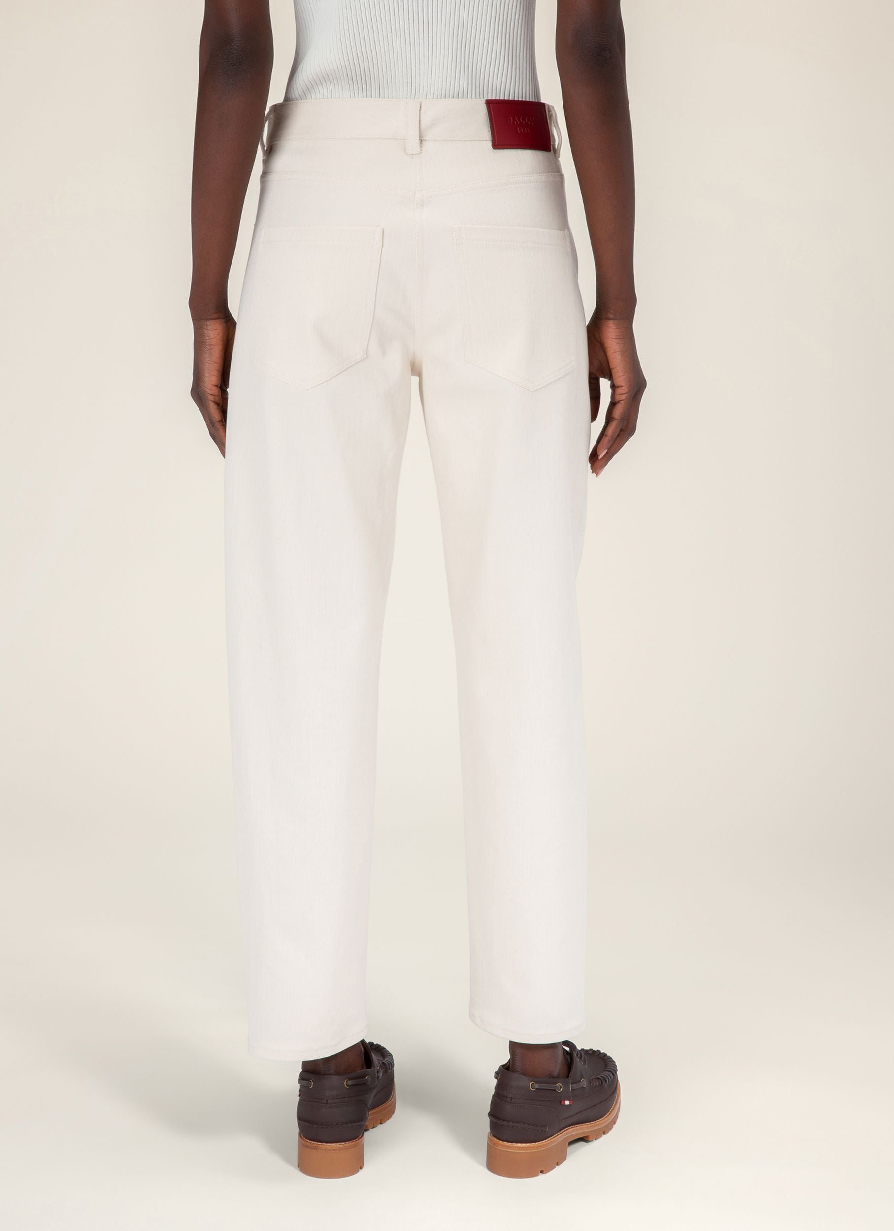 Pantaloni Denim In Misto Cotone Ed Elastan Colore Bone - Donna - Bally - 04