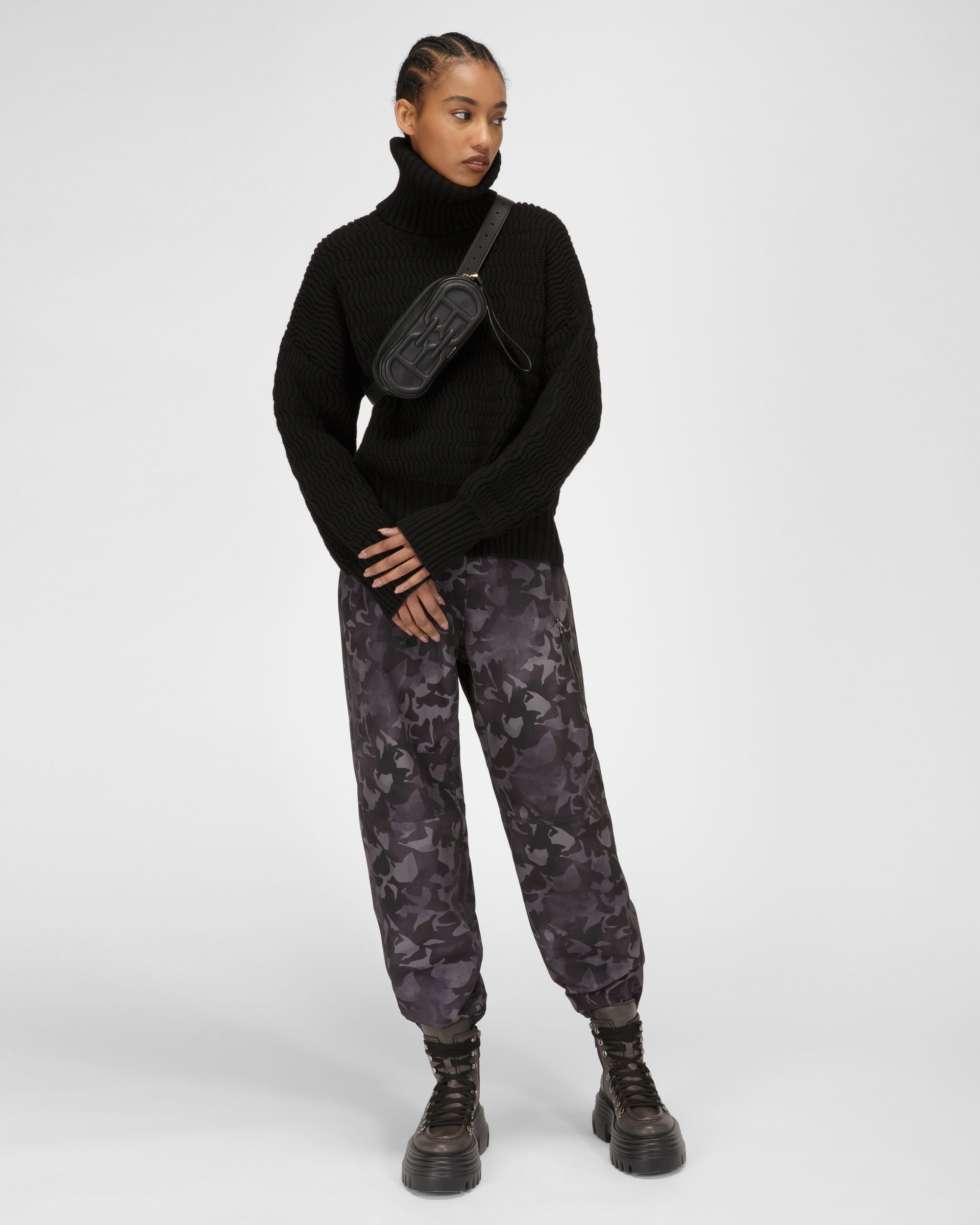Pantalonic Camouflage In Nylon Riciclato Neri - Donna - Bally - 05