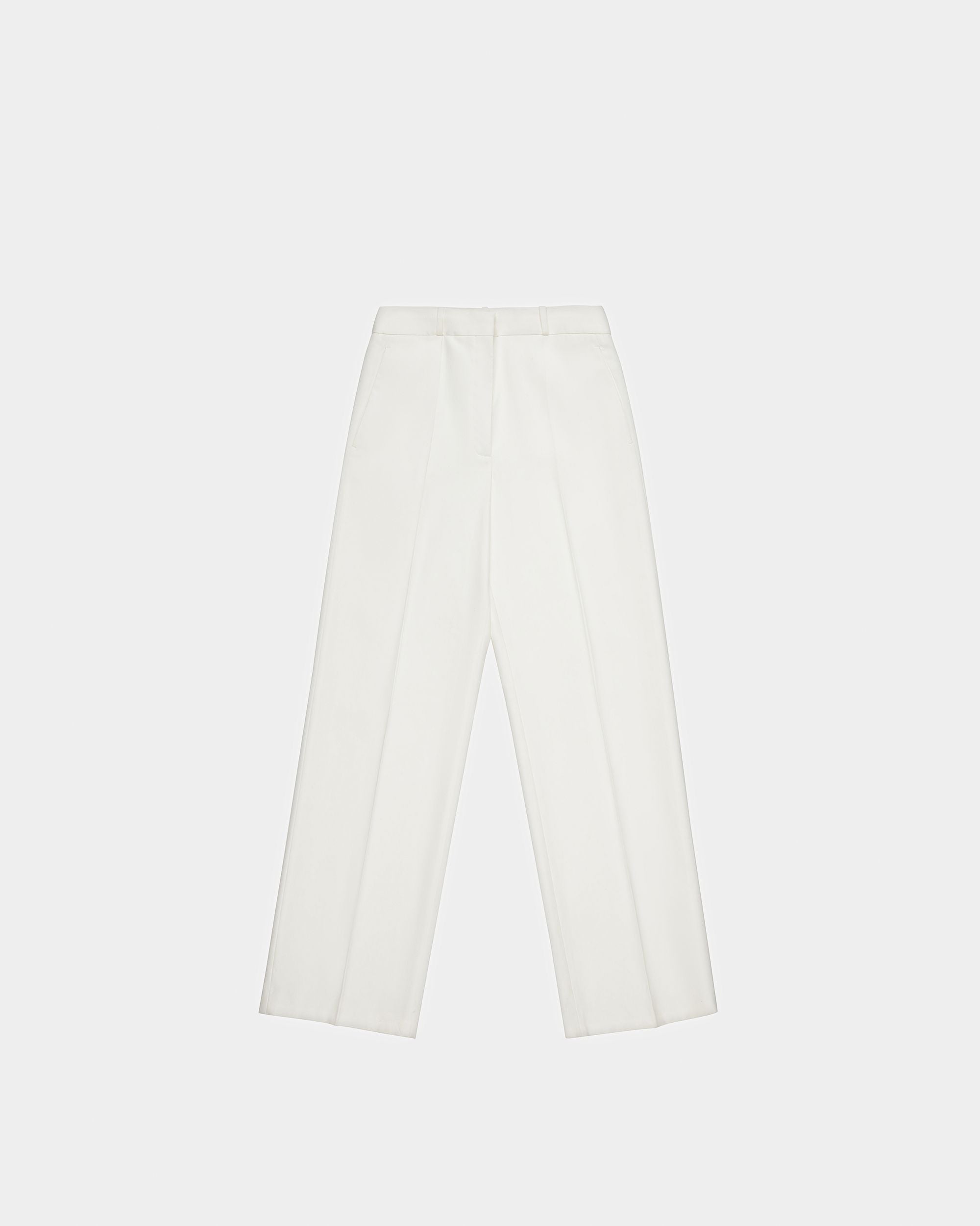 Pantalone A Gamba Dritta In Misto Cotone Avorio - Donna - Bally - 01