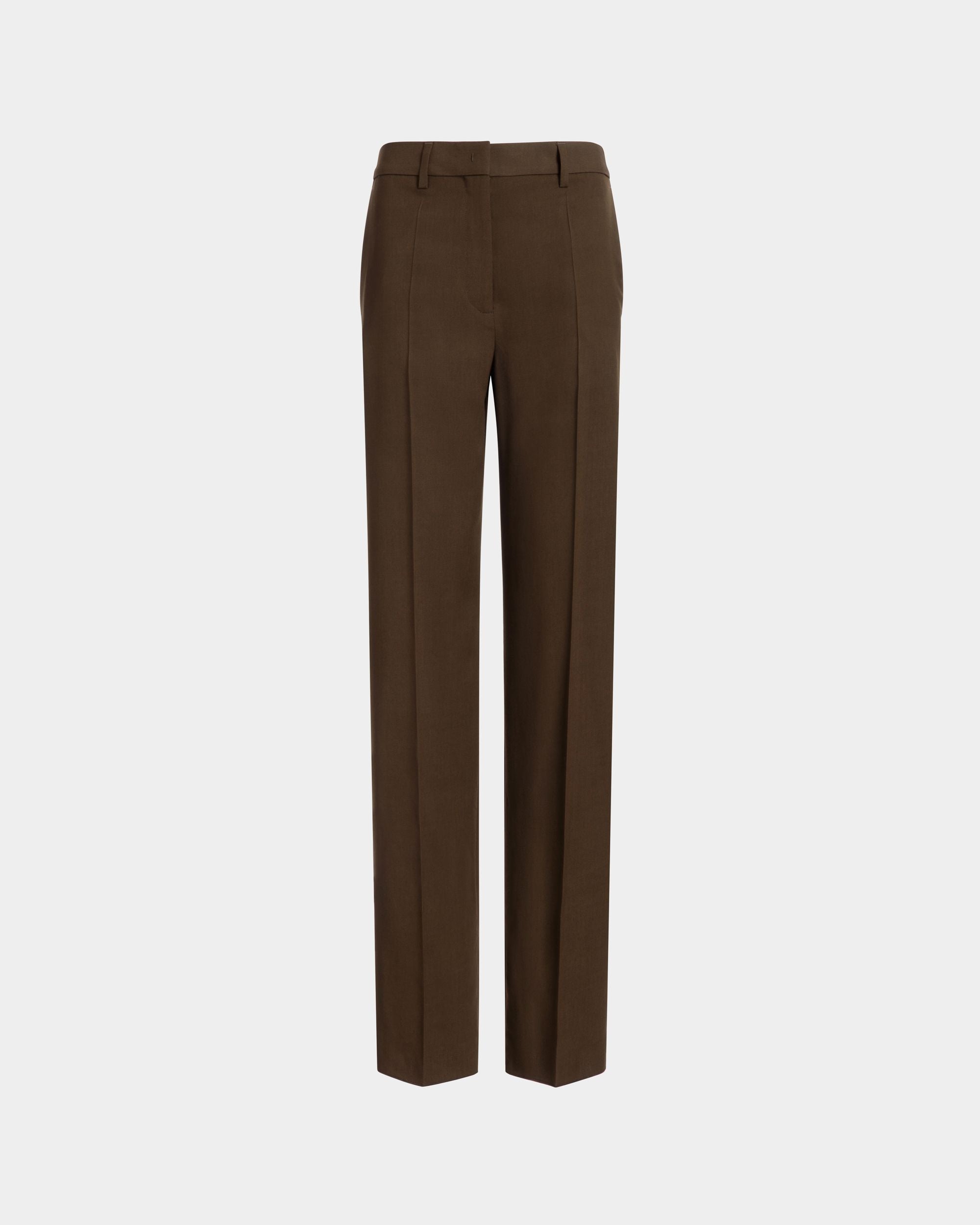 Pantalone A Gamba Dritta In Gabardina Fluida Military Green - Donna - Bally - 01