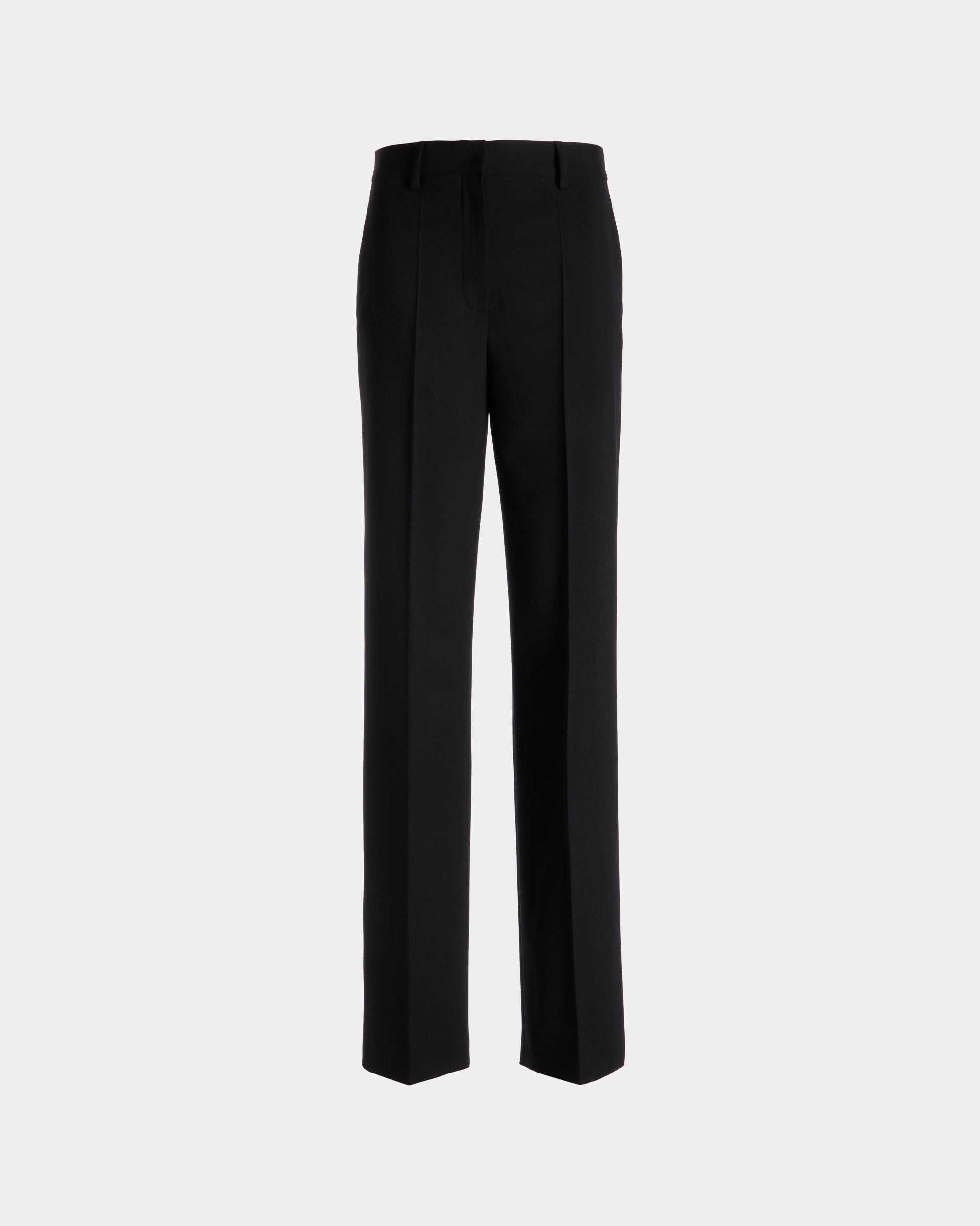 Pantalone A Gamba Dritta In Misto Lana Nero - Donna - Bally - 01