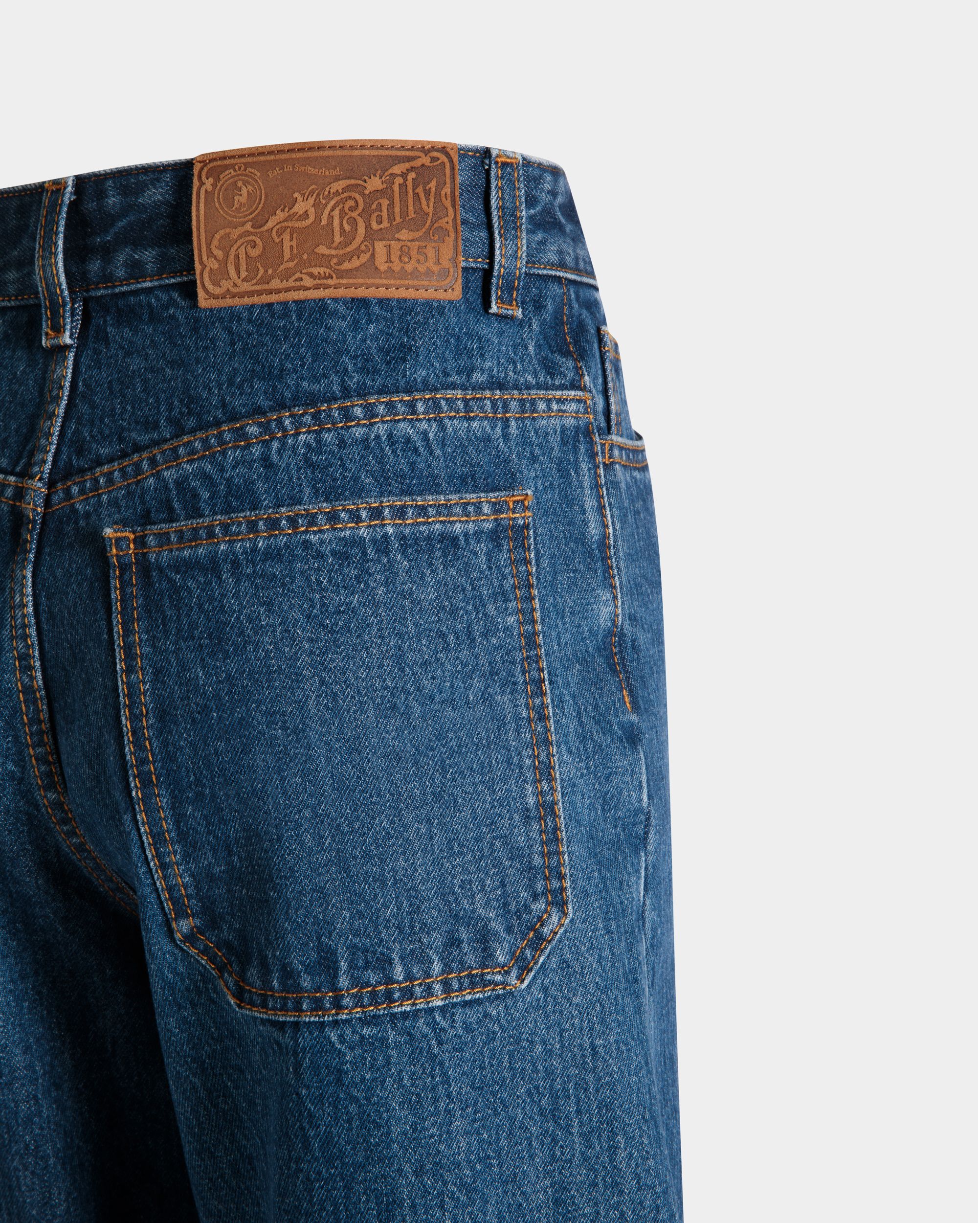 Pantalone A Gamba Larga In Cotone Denim Medium Blue - Donna - Bally - 04