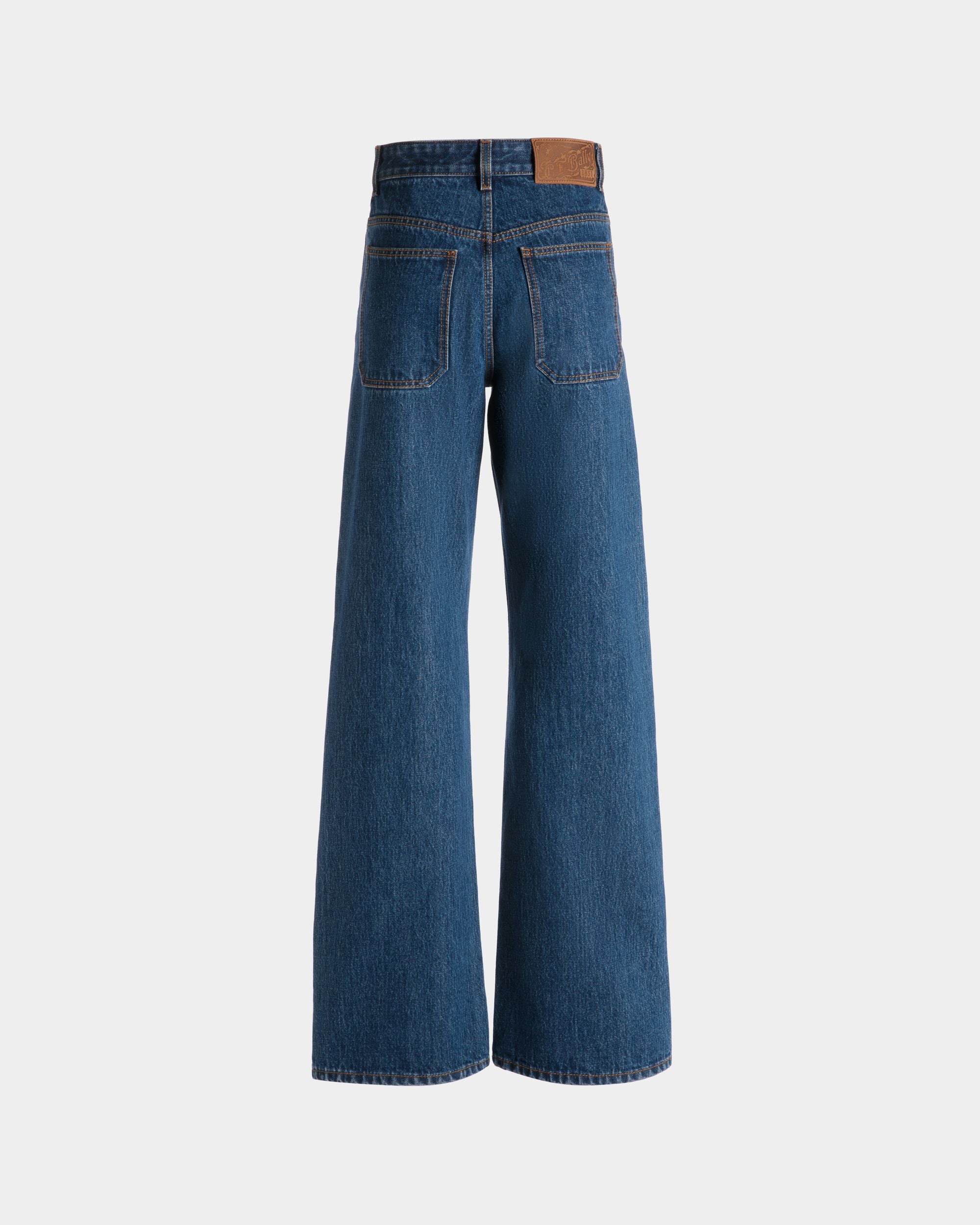 Pantalone A Gamba Larga In Cotone Denim Medium Blue - Donna - Bally - 07