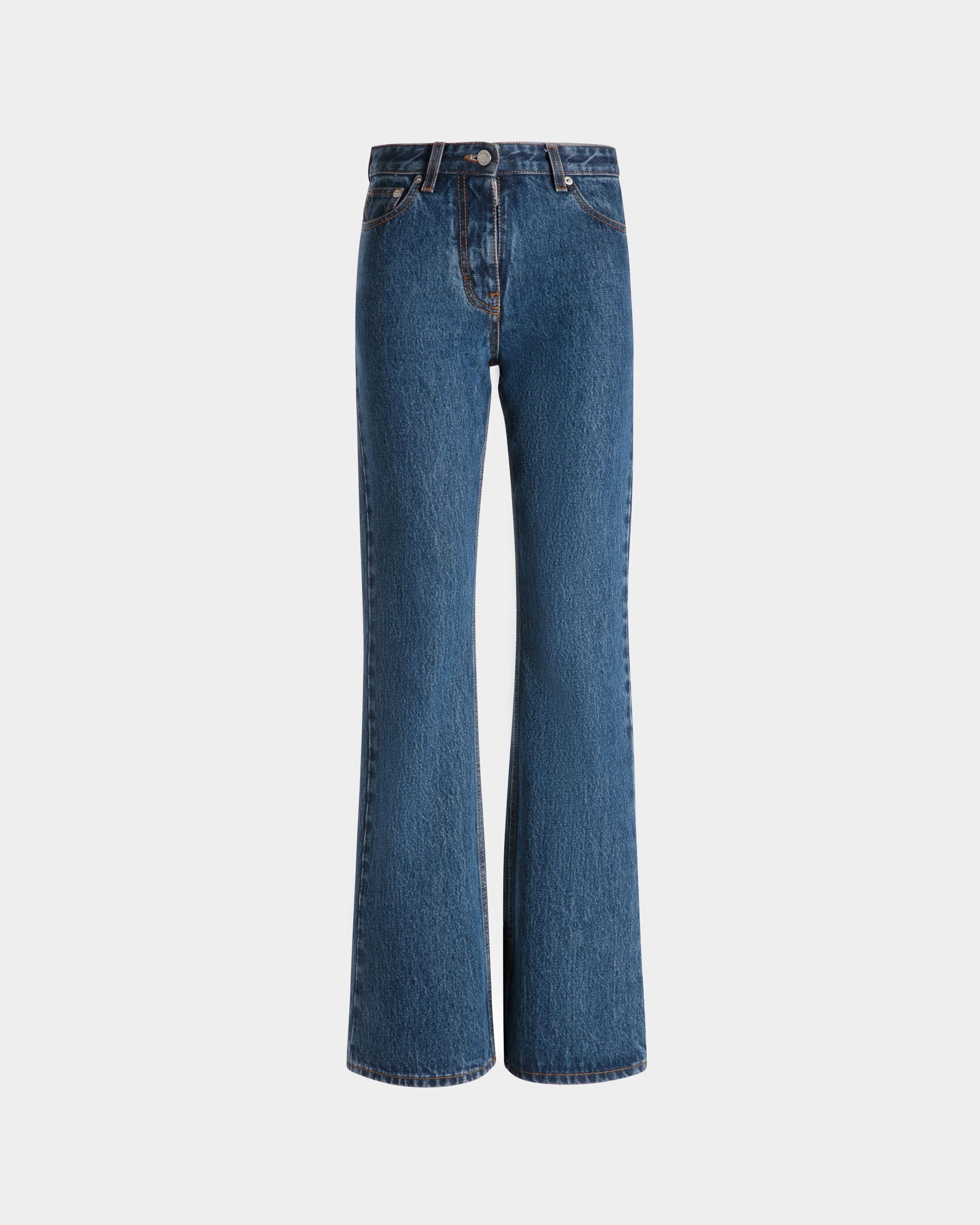 Pantalone Svasato In Cotone Denim Medium Blue - Donna - Bally - 01
