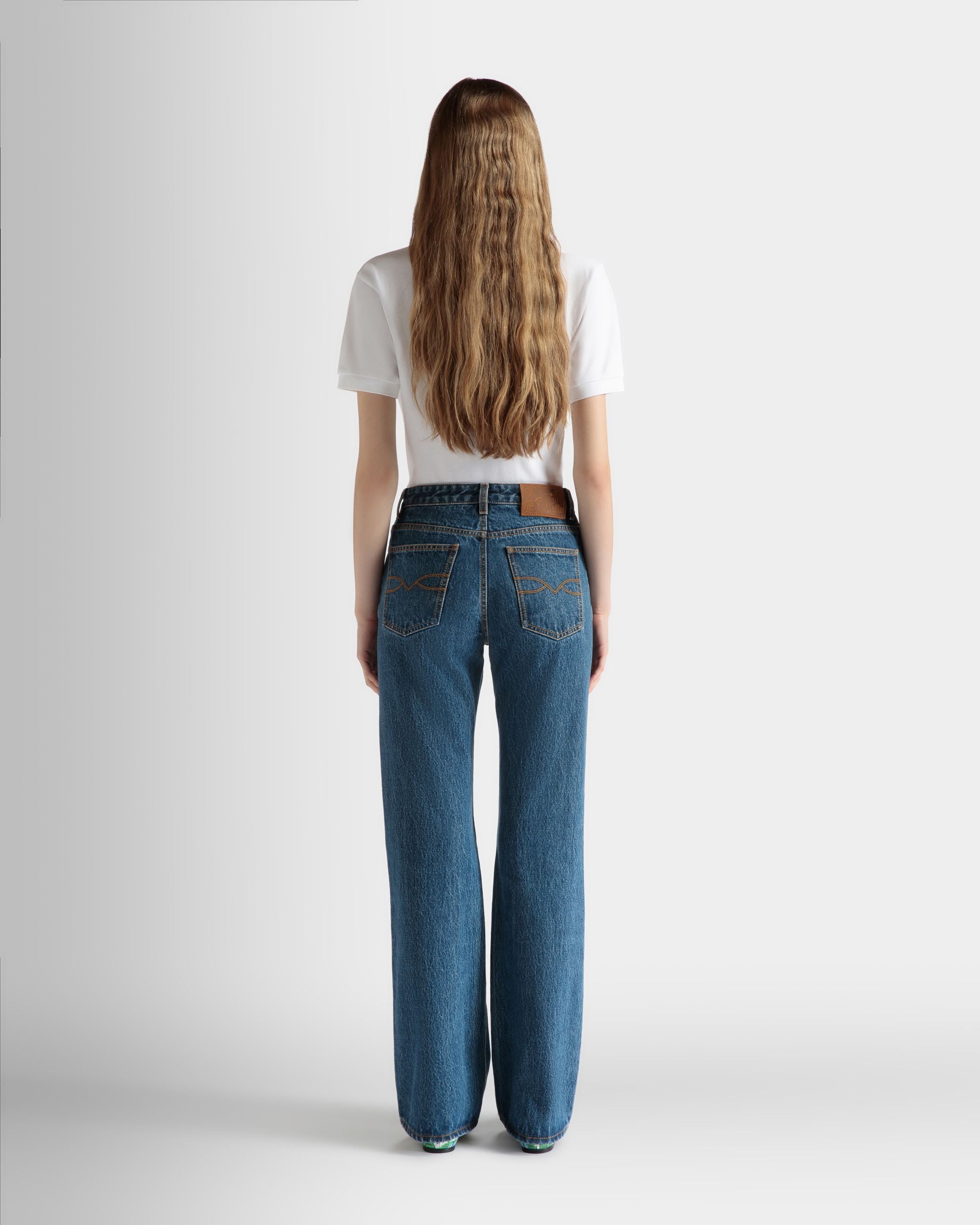 Pantalone Svasato In Cotone Denim Medium Blue - Donna - Bally - 06