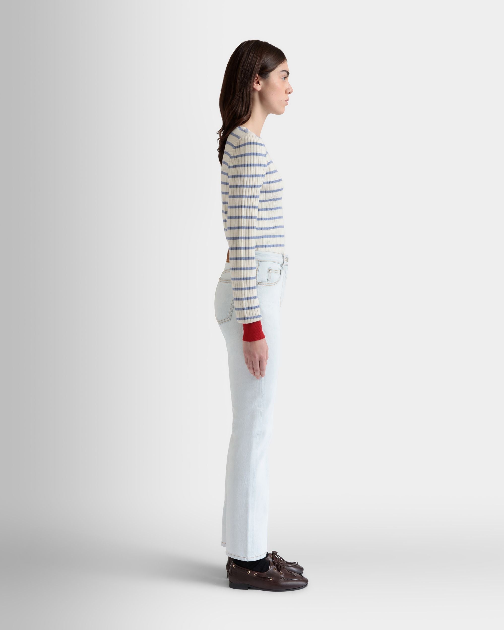 Pantalone In Cotone Denim Light Blue - Donna - Bally - 05