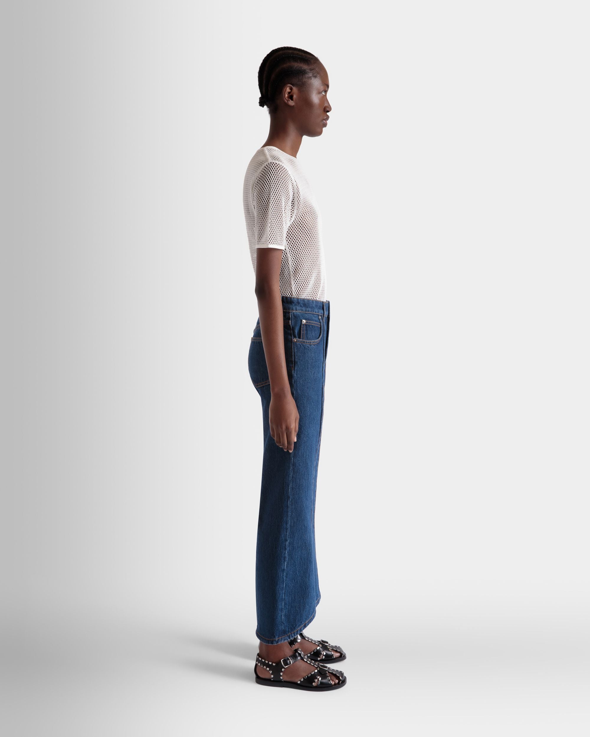 Pantalone Denim In Cotone Navy Blue - Donna - Bally - 04